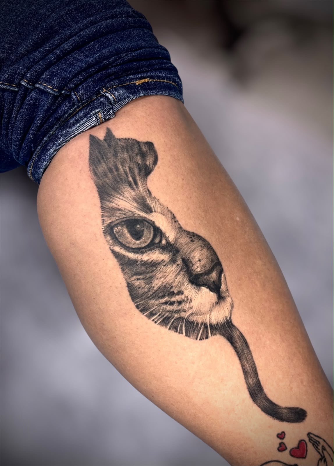 Tattoo de gato em black and grey